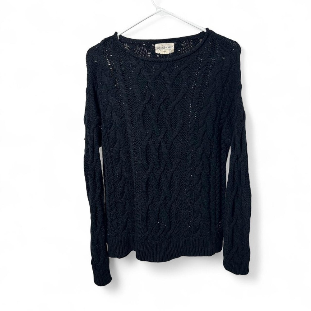 Denim & Supply Ralph Lauren black cable knit cotton sweater in size M